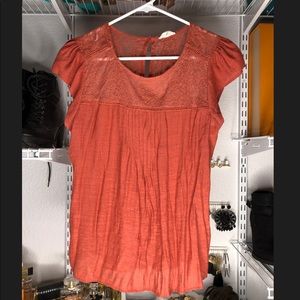 Burnt orange lace blouse
